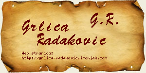 Grlica Radaković vizit kartica